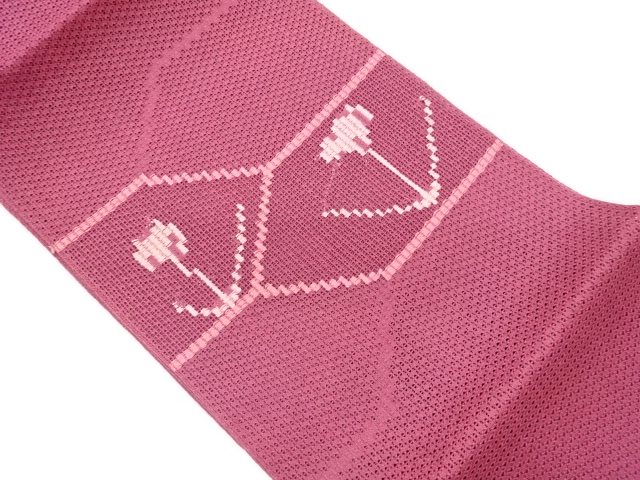 抽象草花模様織出し夏用名古屋帯